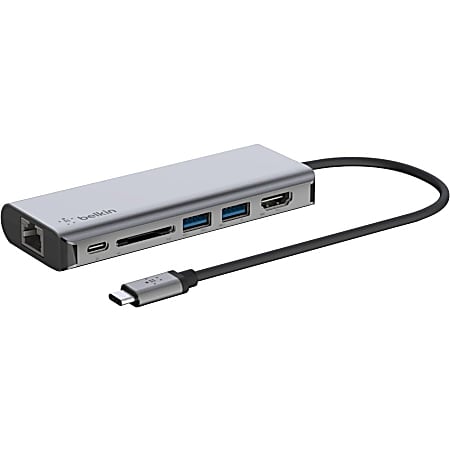 Belkin USB-C 6-in-1 Multiport Adapter, Laptop Docking Station, 4k HDMI, 100W Power Delivery - USB Type C - USB Type-C - Wired