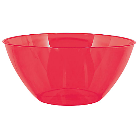 Amscan 2-Quart Plastic Bowls, 3-3/4" x 8-1/2", Apple Red, Set Of 8 Bowls