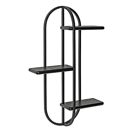 Kate and Laurel Ramos Wood/Metal Accent Shelves, 30”H x 18”W x 5-1/2”D, Black