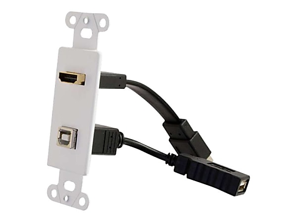 C2G HDMI and USB Pass Through Wall Plate - Mounting plate - HDMI, USB Type A - white