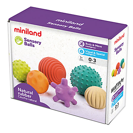 Miniland Educational Sensory Balls, Assorted Colors, Set Of 6 Balls