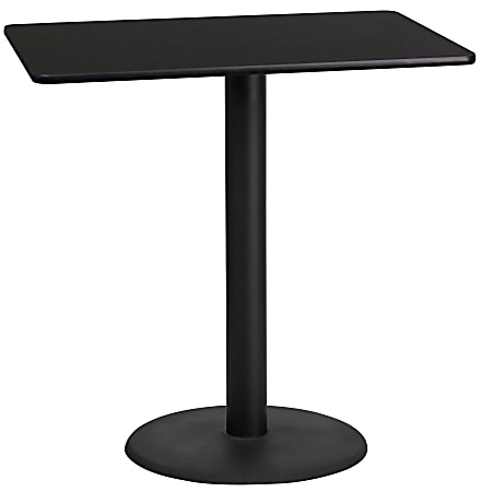 Flash Furniture Rectangular Laminate Table Top With Round Bar Height Table Base, 43-3/16”H x 24”W x 42”D, Black