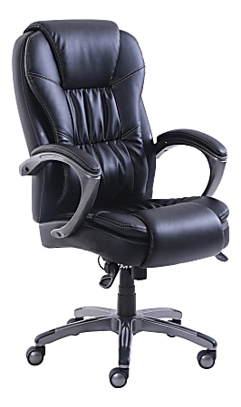 Lorell® Active Massage Bonded Leather Chair, Black