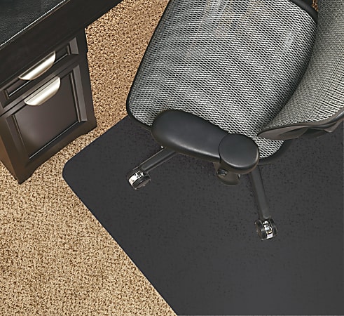 Realspace Black Vinyl Chair Mat For Low, Vinyl Floor Mats For Chairs