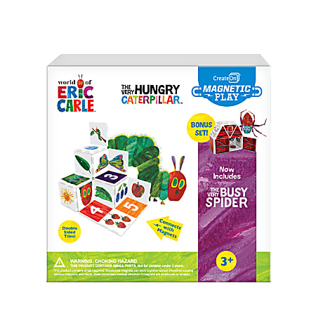 CreateOn Licensed Magnetic Tiles, The Very Hungry Caterpillar & The Very Busy Spider, Set Of 27 Pieces