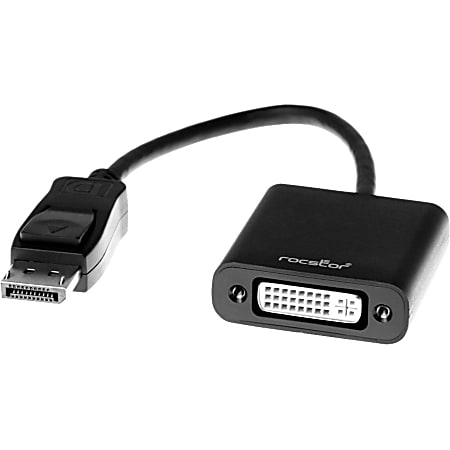 Rocstor DisplayPort to DVI Adapter - 7.90" DisplayPort/DVI Video Cable for Audio/Video Device - First End: 1 x DisplayPort Male Digital Audio/Video - Second End: 1 x DVI-D Female Digital Video - Black