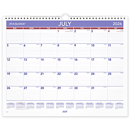AT-A-GLANCE® Academic 2026-2027 Monthly Wall Calendar, Medium, 15" x 12"