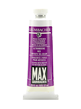 Grumbacher Max Water Miscible Oil Colors, 1.25 Oz, Ultramarine Red (Quinacridone Magenta), Pack Of 2