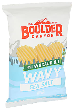 Boulder Canyon Wavy Potato Chips, Sea Salt, 5.5 Oz, Total Qty 12