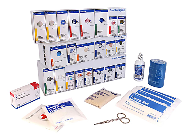 First Aid Only Smart Compliance 50-Person Business First Aid RetroFit Grid Without Medication, 7-1/2"H x 14-3/4"W x 12"D