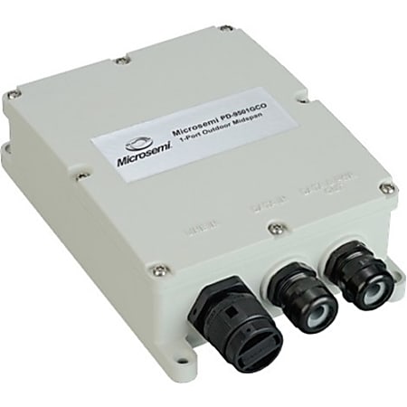 Microchip 1-Port Outdoor PoE Midspan, 60 W - 100 - 240 V AC input power - IP67 rated outdoor PoE midspan with extended temperature range
