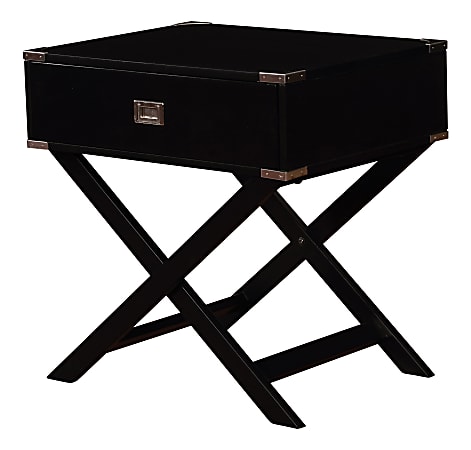 Linon Ari X-Base Accent Table, Square, Black