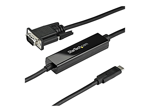 StarTech.com 3.3 ft / 1 m USB-C to VGA Cable - USB Type-C to VGA Adapter Cable - 1920 x 1200 - Black - 3.3 ft. / 1 m USB C to VGA cable and adapter in one - 1920 x 1200 VGA cable - Black 3.3 foot / 1 meter USB C to VGA adapter cable