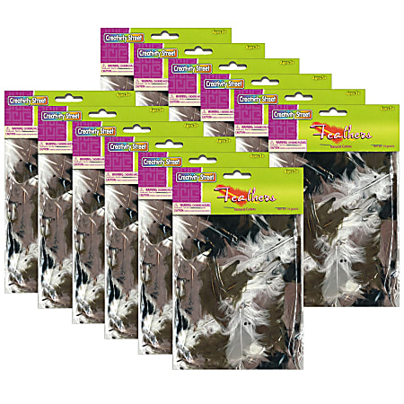 Creativity Street Plastic Turkey Plumage Feathers, Natural Colors, Set Of 12 Packs