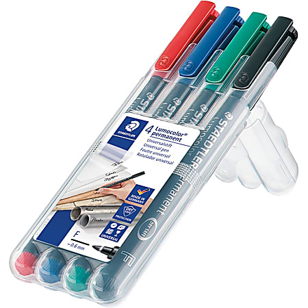 Staedtler 356 WP4 Marker 4 Pcs Black, Blue, Green, Red