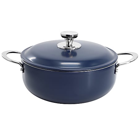 Oster Cartagena Aluminum Nonstick Caldero With Lid, 3.8 Qt, Dark Blue