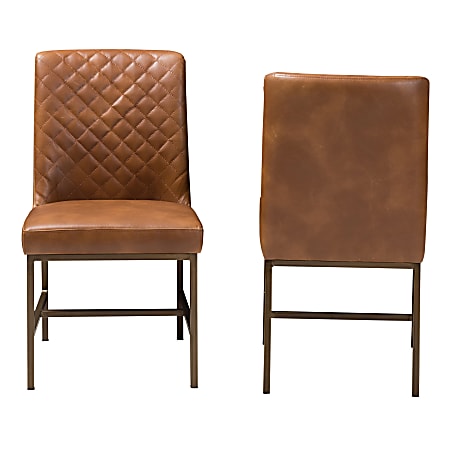 Baxton Studio Mael Chairs, Light Brown/Bronze, Set Of 2