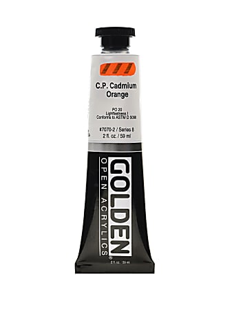 Golden OPEN Acrylic Paint, 2 Oz Tube, Cadmium Orange (CP)
