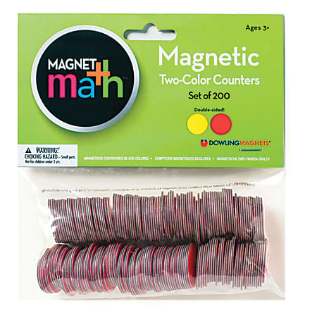 Dowling Magnets Magnetic 2-Color Counters, 1", Red/Yellow, Pack Of 200 Counters