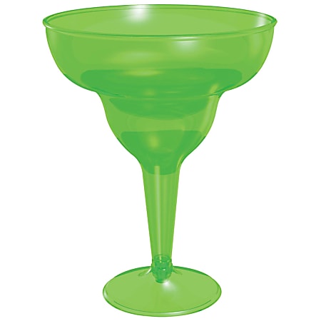 Amscan Summer Luau Plastic Margarita Glasses, 20 Oz, Green, Pack Of 20 Glasses