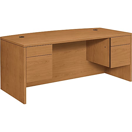 HON® 10500 Series™ Double-Pedestal Bow-Top Desk, Harvest Cherry