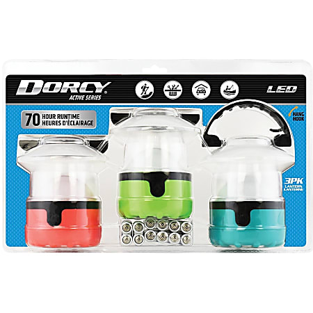 Dorcy LED Mini Lanterns With Batteries 3 Pack AA Green Orange Teal - Office  Depot