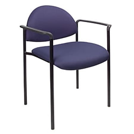 Boss Office Products Fabric Stacking Chair, With Arms, Blue