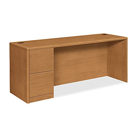 HON® 10700 72"W Prestigious Single-Pedestal Left Computer Desk Credenza, Harvest Cherry