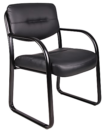 Boss Office Products LeatherPlus™ Bonded Leather Contoured Guest Chair, Black
