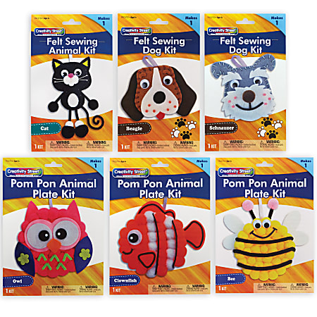 Creativity Street Felt Animal Craft Kits, Pack Of 6 Kits