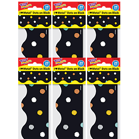 TREND I ♥ Metal™ Dots on Black Terrific Trimmers®, 39 Feet Per Pack, 6 Packs