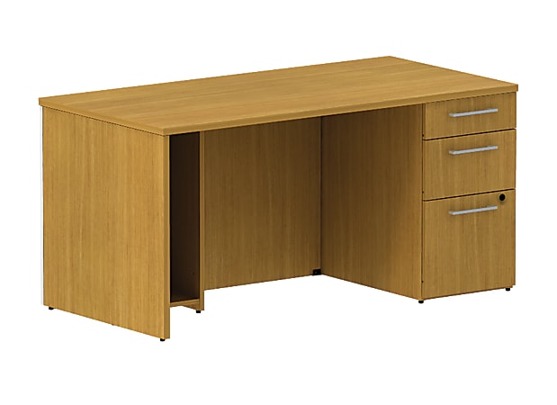 BBF 300 Series Single-Pedestal Desk, 29 1/10"H x 59 3/5"W x 29 3/5"D, Modern Cherry, Standard Delivery Service