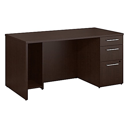 Bush Business Furniture 300 Series Breakfront Desk With 3 Drawer Pedestal, 60"W x 30"D, Mocha Cherry, Premium Installation