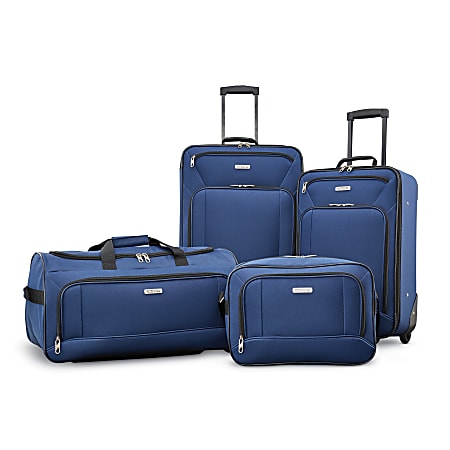 American Tourister Fieldbrook XLT 4 Piece Luggage Set Navy - Office Depot