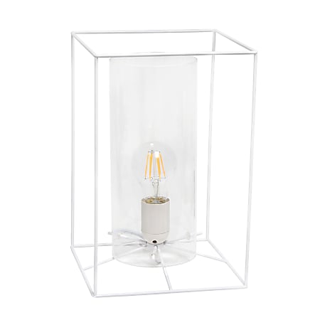 Lalia Home Metal Framed Table Lamp, 11-13/16"H, Clear Shade/White Base