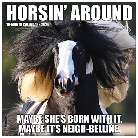 2026 Willow Creek Press Humor & Comics Monthly Wall Calendar, 12" x 12", Horsin’ Around, January To December, 51511
