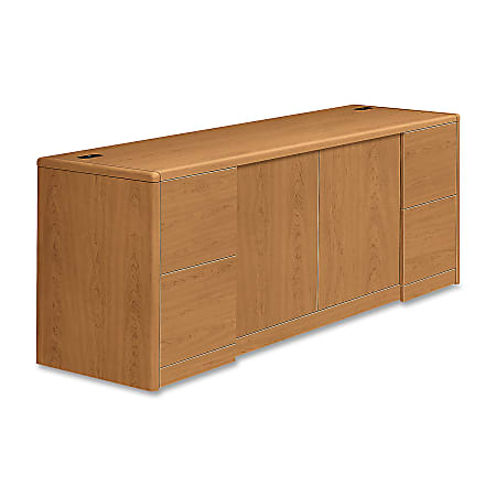 HON® 10700 72"W Prestigious Computer Desk Credenza With Doors, Harvest Cherry