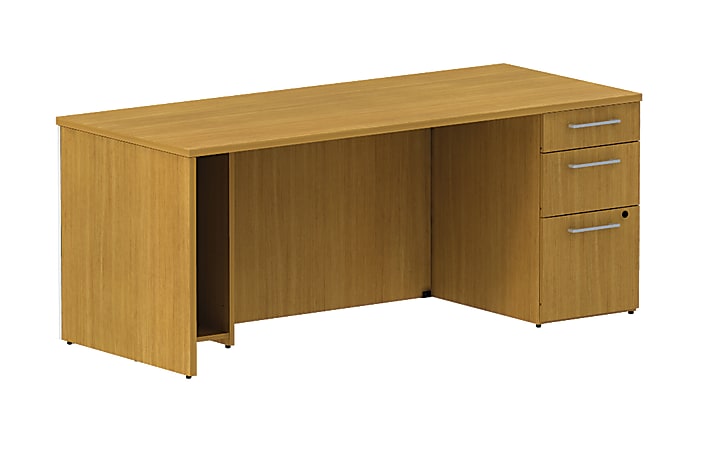 BBF 300 Series Single-Pedestal Desk, 29 1/10"H x 71 1/10"W x 29 3/5"D, Modern Cherry, Standard Delivery Service