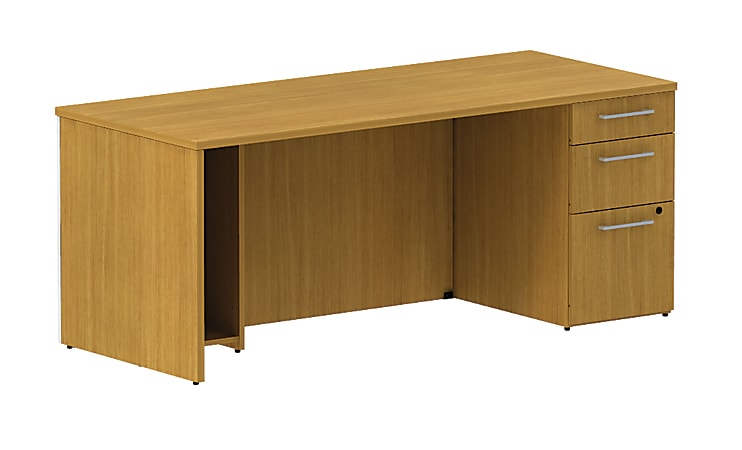BBF 300 Series Single-Pedestal Desk, 29 1/10"H x 71 1/10"W x 29 3/5"D, Modern Cherry, Premium Installation Service