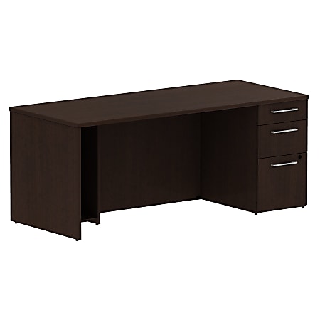 Bush Business Furniture 300 Series Breakfront Desk With 3 Drawer Pedestal, 72"W, Mocha Cherry, Premium Installation