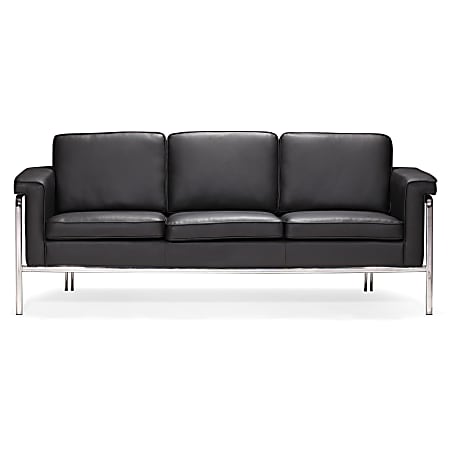 ZUO Modern Singular Chair, Sofa, 32"H x 76"W x 31"D, Black/Chrome