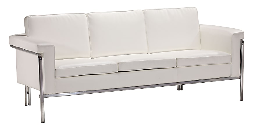 ZUO Modern Singular Chair, Sofa, 32"H x 76"W x 31"D, White/Chrome