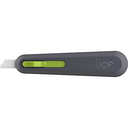 Slice Auto Retract Utility Knife - Ceramic Blade - Retractable, Non-sparking, Non-conductive, Rust-free Blade, Durable, Ambidextrous, Comfortable - Glass-filled Nylon, Stainless Steel, Zirconia, Carbon Steel - Gray, Green - 6.1
