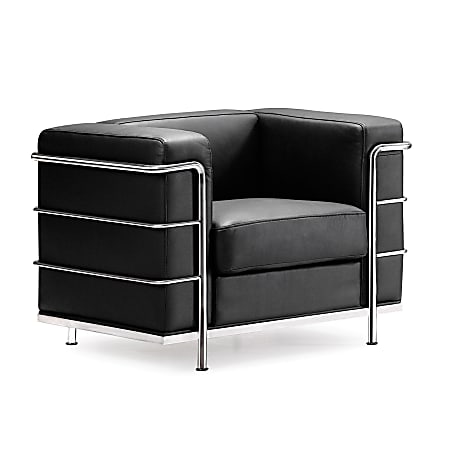 ZUO Modern Fortress Chair, Armchair, 26"H x 36"W x 26"D, Black/Chrome