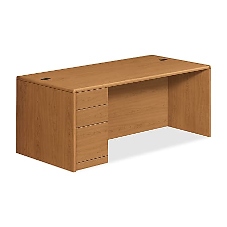 HON® 10700 Series™ Prestigious Laminate Single Left-Pedestal Desk, Harvest Cherry