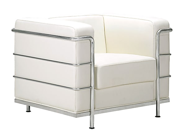 ZUO Modern Fortress Chair, Armchair, 26"H x 36"W x 26"D, White/Chrome