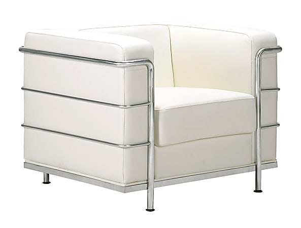 ZUO Modern Fortress Chair, Armchair, 26"H x 36"W x 26"D, White/Chrome