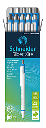 Schneider Slider Xite XB Retractable Ballpoint Pens, Extra-Bold Point, 1.4mm, White Barrel, Green Ink, Pack Of 10 Pens