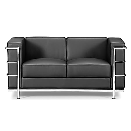 ZUO Modern Fortress Chair, Loveseat, 26"H x 56"W x 26"D, Black/Chrome