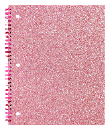 Divoga® Glitter Spiral Notebook, 8 1/2" x 10 1/2", Wide Ruled, 160 Pages (80 Sheets), Pink